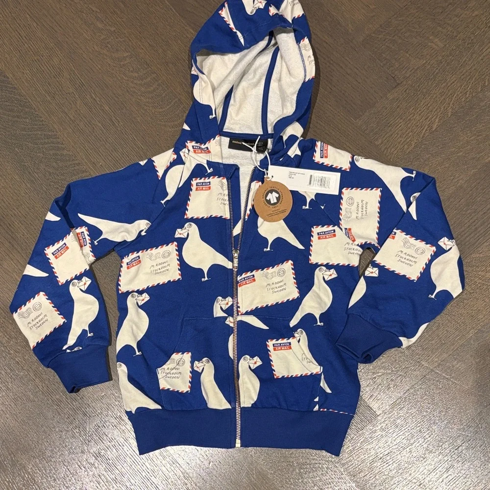 Mini Rodini pigeons Blue Hoodie - Picture 2 of 7